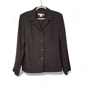 RAFAEL  Women's Plaid Print Collared Wool Blend Blazer Size 16
